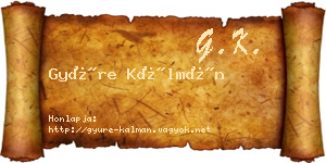 Gyüre Kálmán névjegykártya